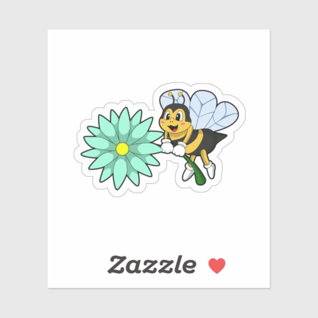 Bee with Flower.PNG Sticker (Sheet)