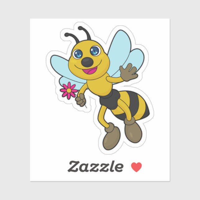 Bee with Flower Sticker (Sheet)