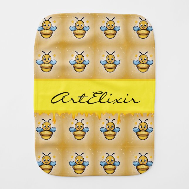 Bee with Honey  Baby Burp Cloth (Front)