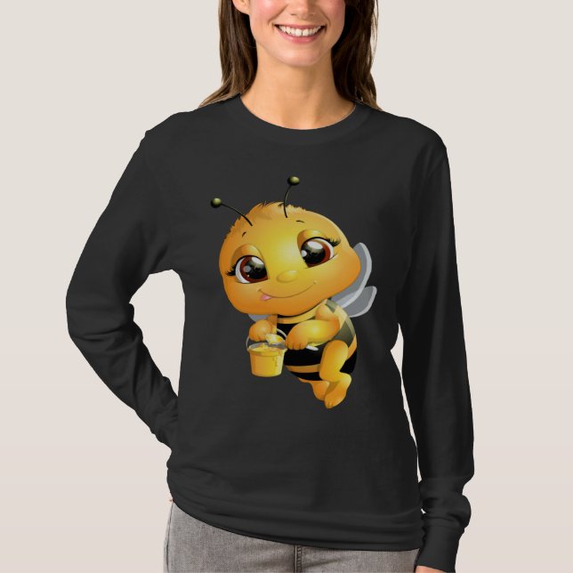 Bee with Honey Cute Girls Bee T-Shirt (Front)