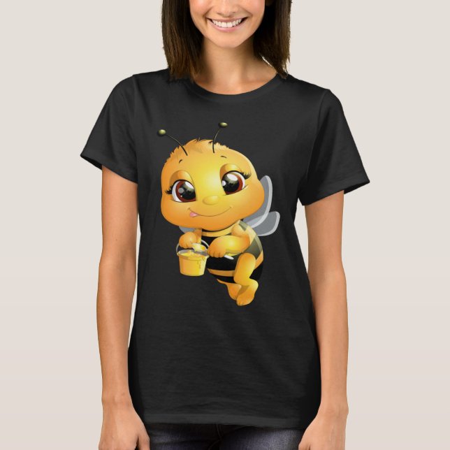 Bee with Honey Cute Girls Bee T-Shirt (Front)