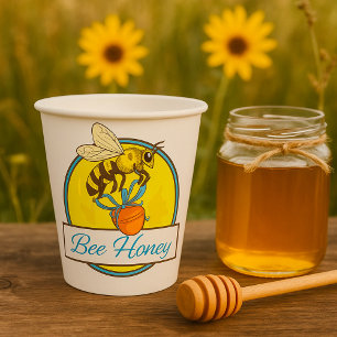 Bee With Honey Jar Vintage Beekeeper Paper Cups