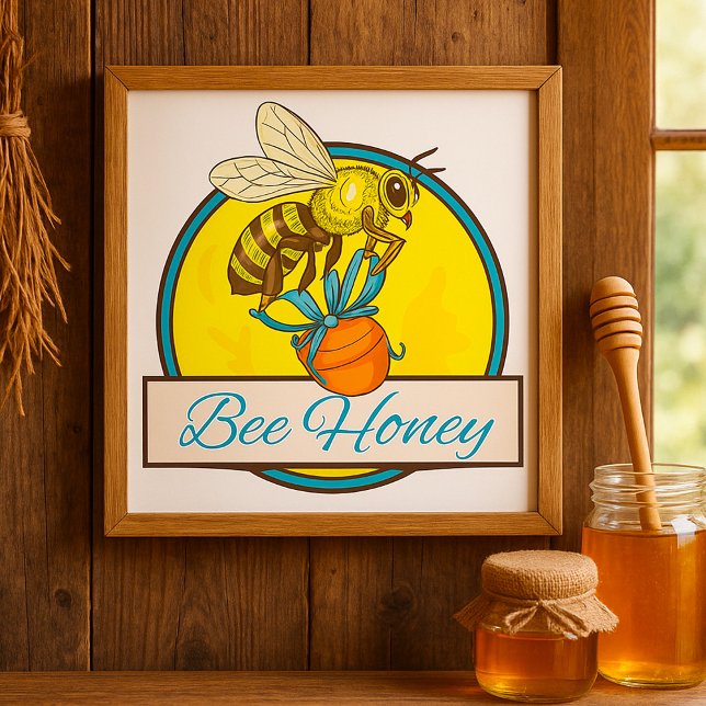 Bee With Honey Jar Vintage Beekeeper Poster (Creator Uploaded)