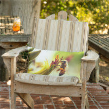 Bee with Pollen Flower Pillow Outdoor