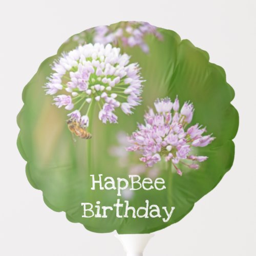 Bee with Purple Allium Garden Flower 50th Birthday Balloon