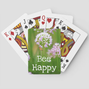 Bee with Purple Allium Garden Flower Motivational Poker Cards