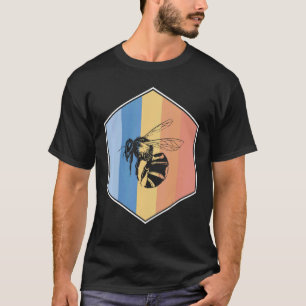 Bee With Retro Colors In A Hexagon T-Shirt