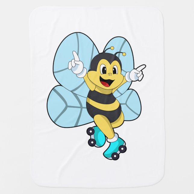 Bee with Roller skates Baby Blanket (Front)