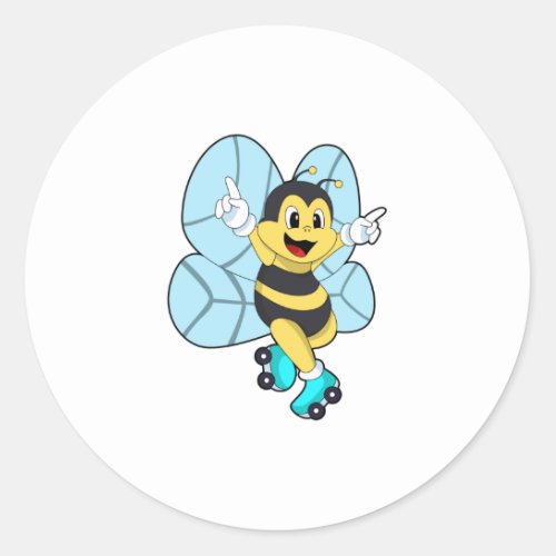 Bee with Roller skates Classic Round Sticker