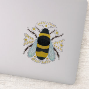 Bee with stars and leaves  sticker