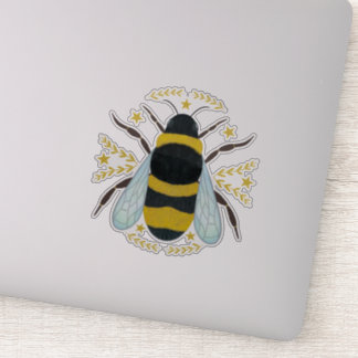 Bee with stars and leaves sticker