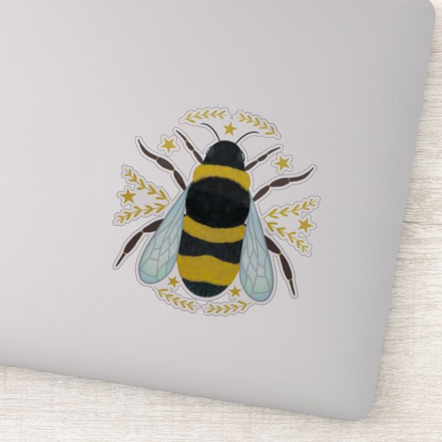 Bee with stars and leaves  sticker (Detail)