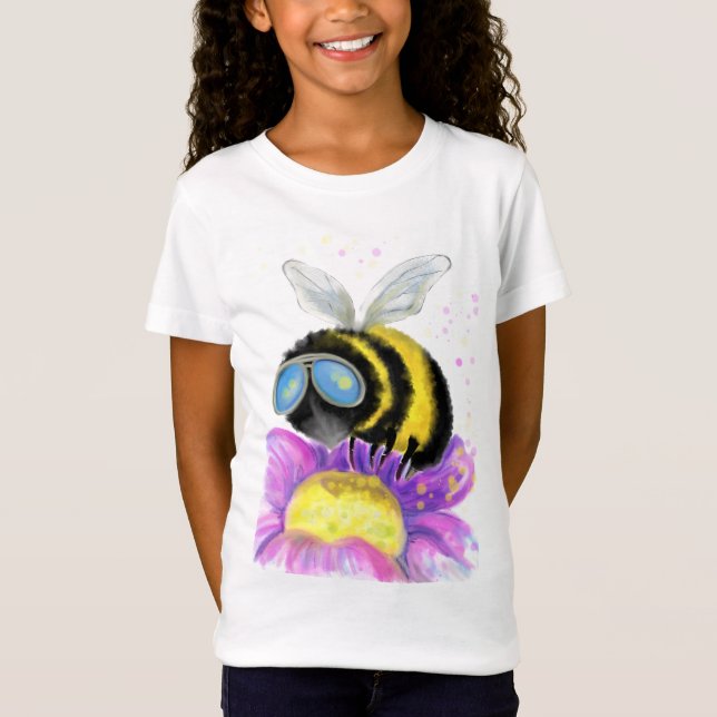 Bee with Sunglasses Funny Kid's T-Shirt (Front)