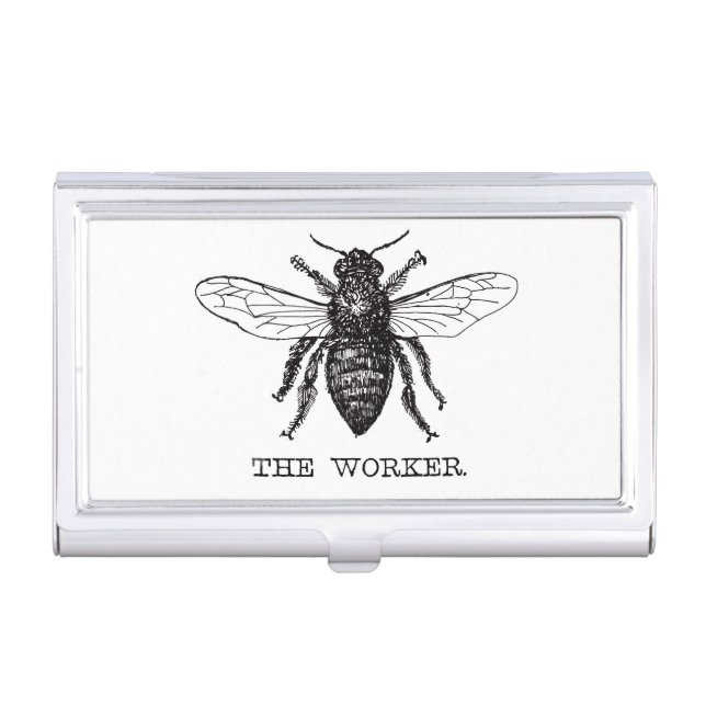 Bee Worker Honey Black Bumblebee Business Card Case (Front)