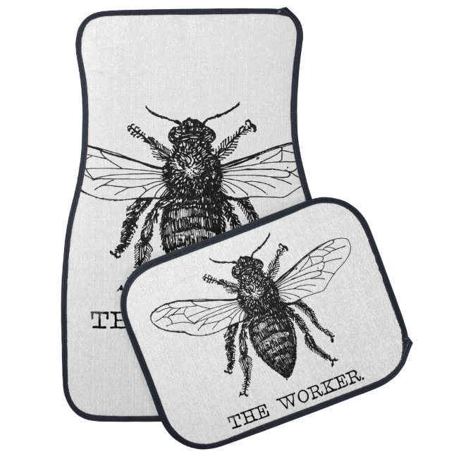 Bee Worker Honey Black Bumblebee Car Floor Mat (Set)
