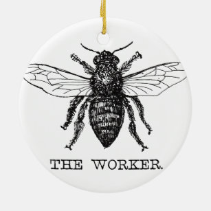 Bee Worker Honey Black Bumblebee Ceramic Ornament