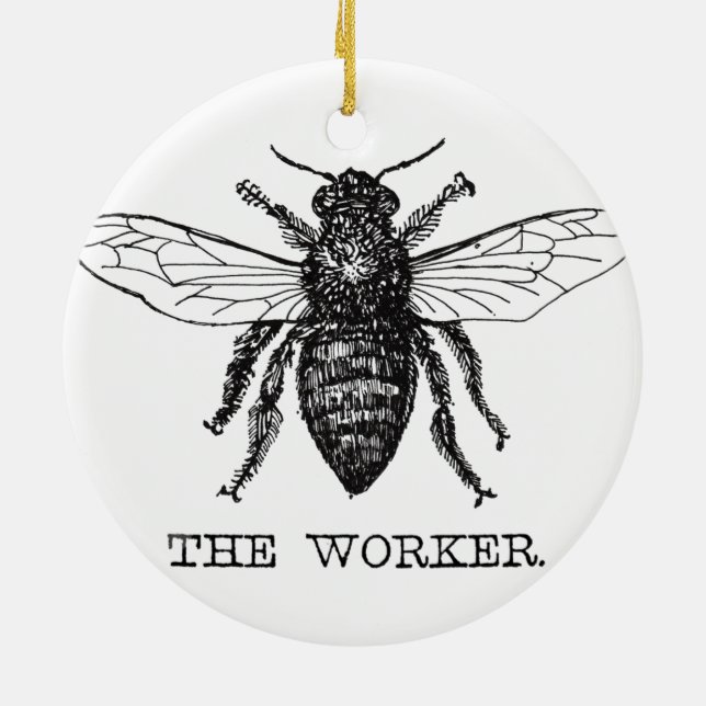 Bee Worker Honey Black Bumblebee Ceramic Ornament (Back)