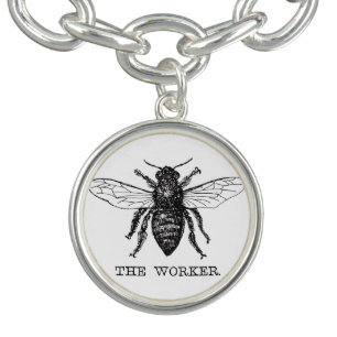 Bee Worker Honey Black Bumblebee Charm Bracelet