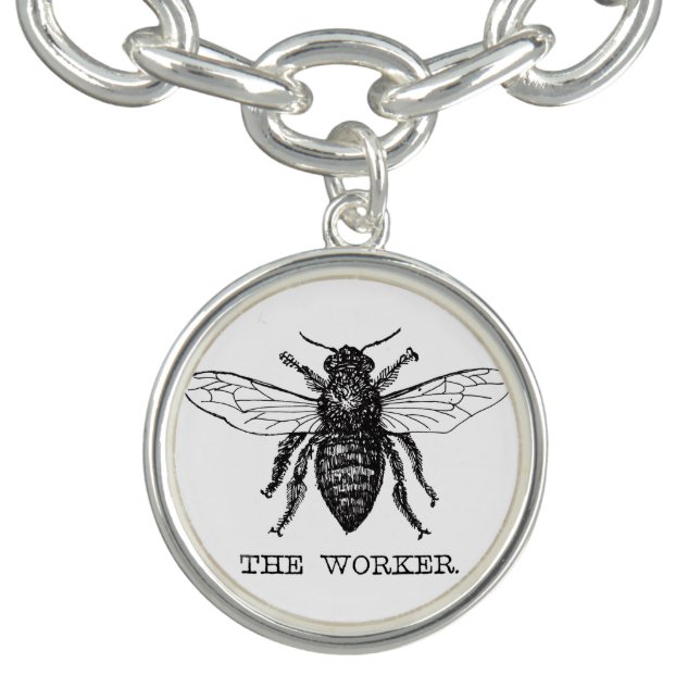 Bee Worker Honey Black Bumblebee Charm Bracelet (Design)