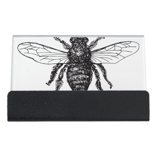 Bee Worker Honey Black Bumblebee Desk Business Card Holder