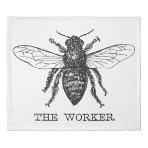 Bee Worker Honey Black Bumblebee Duvet Cover