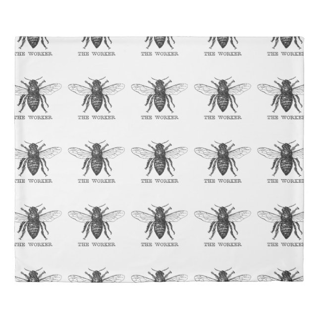 Bee Worker Honey Black Bumblebee Duvet Cover (Front)