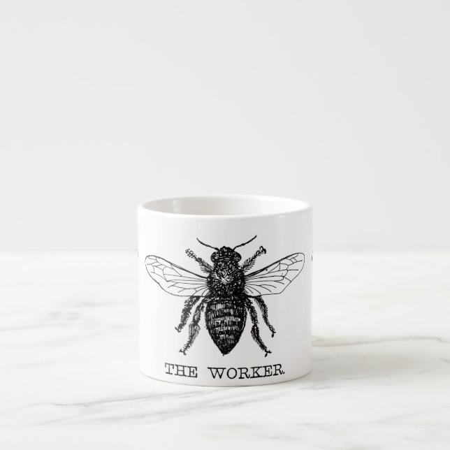 Bee Worker Honey Black Bumblebee Espresso Cup (Front)