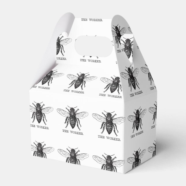 Bee Worker Honey Black Bumblebee Favor Boxes (Front Side)