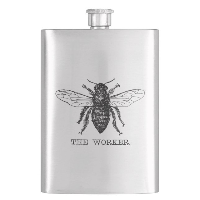 Bee Worker Honey Black Bumblebee Flask (Front)