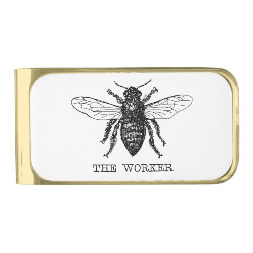 Bee Worker Honey Black Bumblebee Gold Finish Money Clip