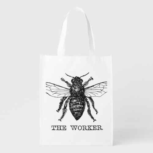 Bee Worker Honey Black Bumblebee Grocery Bag