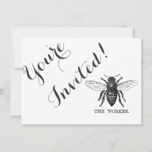 Bee Worker Honey Black Bumblebee Invitation