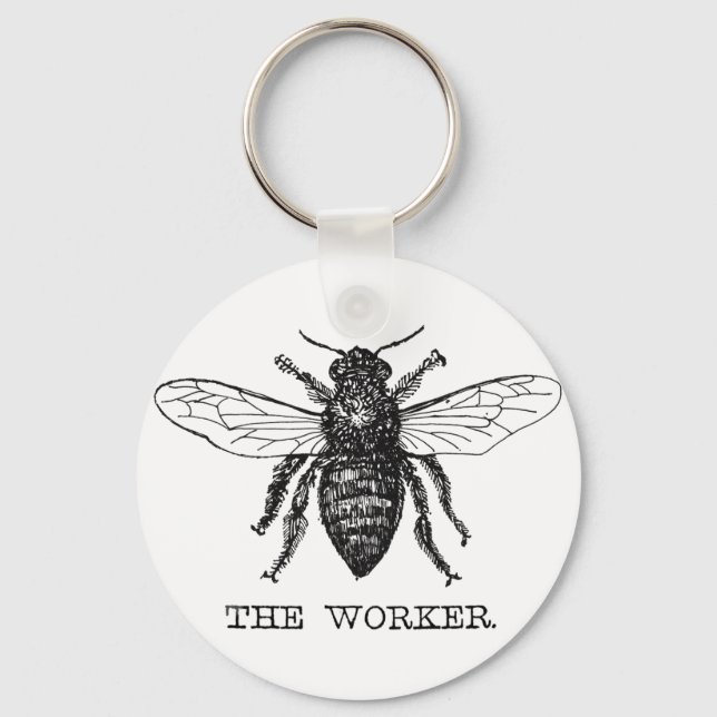 Bee Worker Honey Black Bumblebee Keychain (Front)