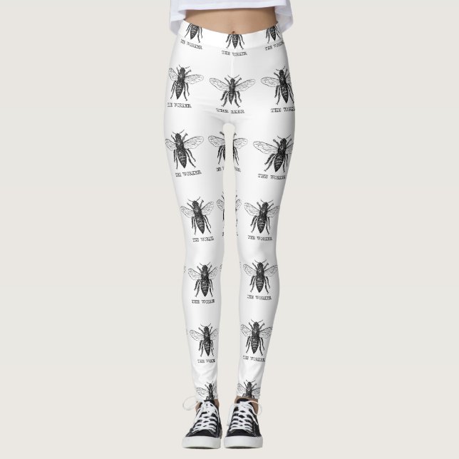 Bee Worker Honey Black Bumblebee Leggings (Front)