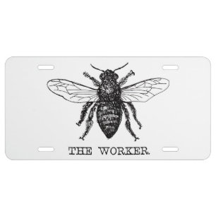 Bee Worker Honey Black Bumblebee License Plate