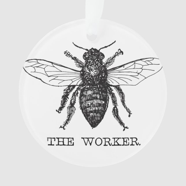 Bee Worker Honey Black Bumblebee Ornament (Front)