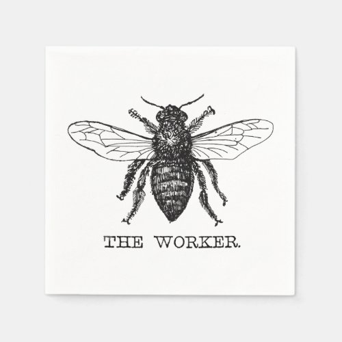 Bee Worker Honey Black Bumblebee Paper Napkins