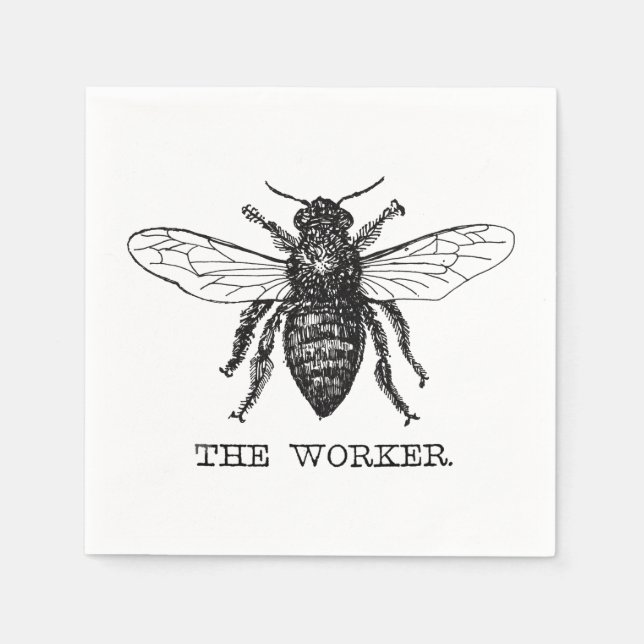 Bee Worker Honey Black Bumblebee Paper Napkins (Front)