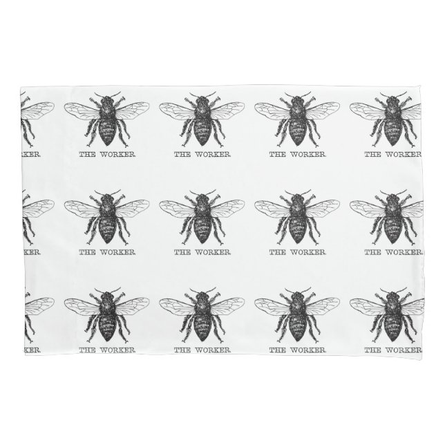 Bee Worker Honey Black Bumblebee Pillow Case (Front)