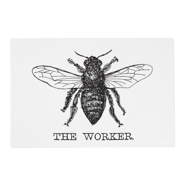 Bee Worker Honey Black Bumblebee Placemat (Front)