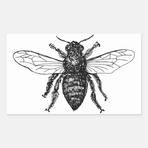 Bee Worker Honey Black Bumblebee Rectangular Sticker