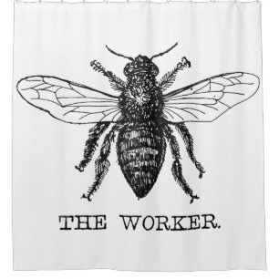Bee Worker Honey Black Bumblebee Shower Curtain