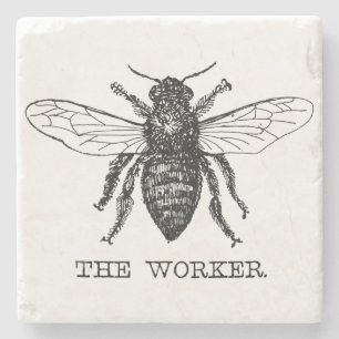Bee Worker Honey Black Bumblebee Stone Coaster