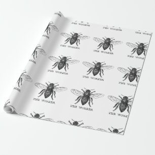 Bee Worker Honey Black Bumblebee Wrapping Paper