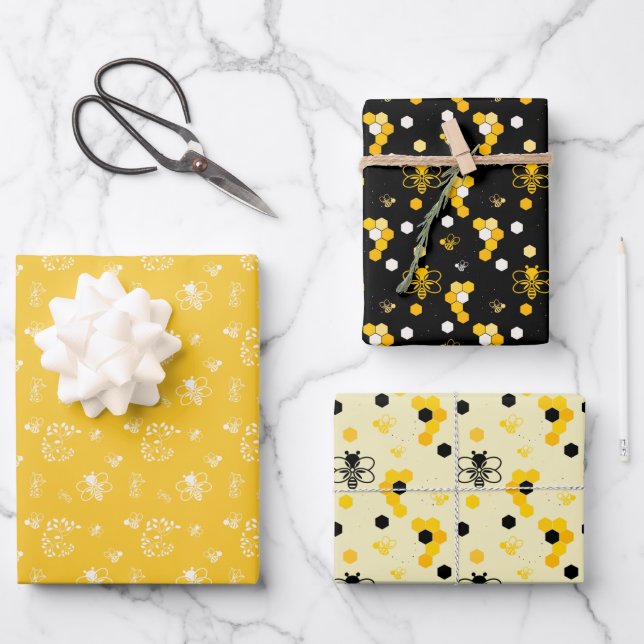 Bee Wrapping Paper Sheets (Front)