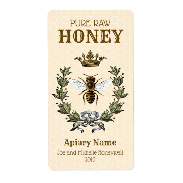 Bee Wreath and Crown Apiary Label | Zazzle