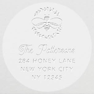 Bee Wreath Personalized Name Return Address Embosser