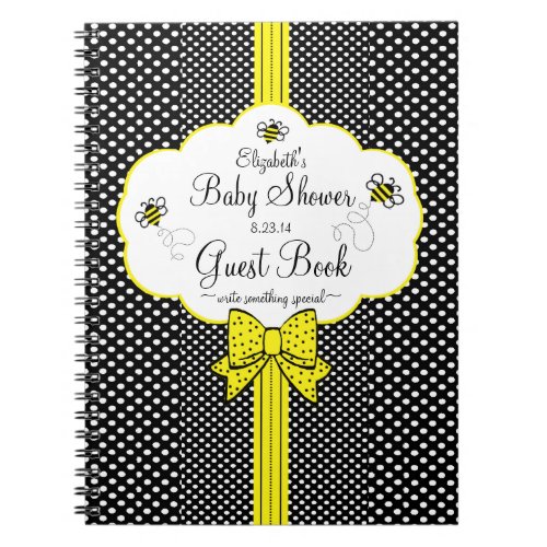 Bee Yellow and Black Baby Shower Guest Book 