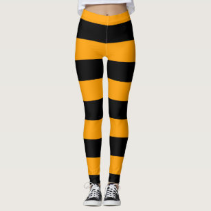 Women's Black And Yellow Stripes Leggings