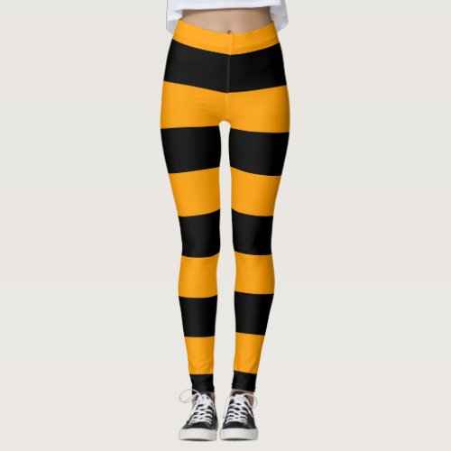 Bee Yellow and Black Striped Leggings